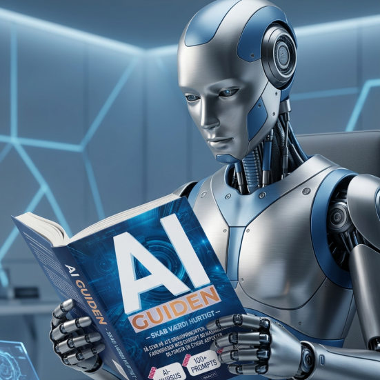AI generet foto af AI guiden og robot