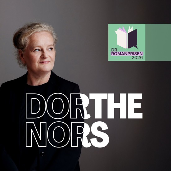 Forfatterportræt af Dorthe Nors, DR Romanpris logo