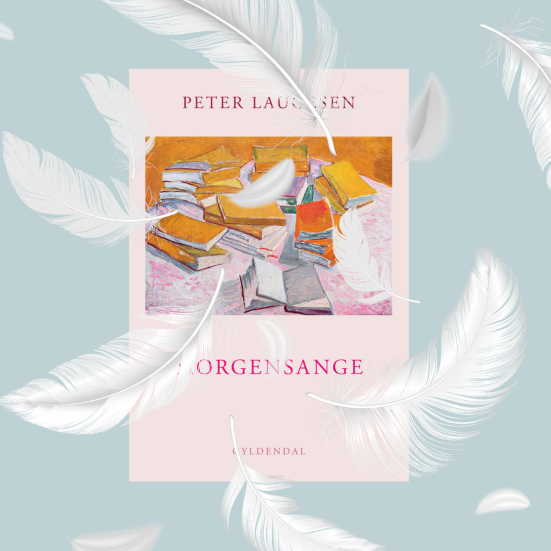 Forside af digtsamling og fjer der daler