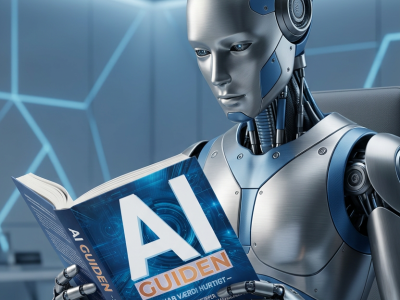 AI generet foto af AI guiden og robot