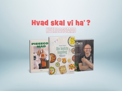 Billeder af forsider af bøger om hverdagsmad